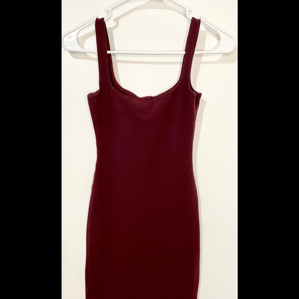 American Apparel Burgandy Midi Bodycon Dress